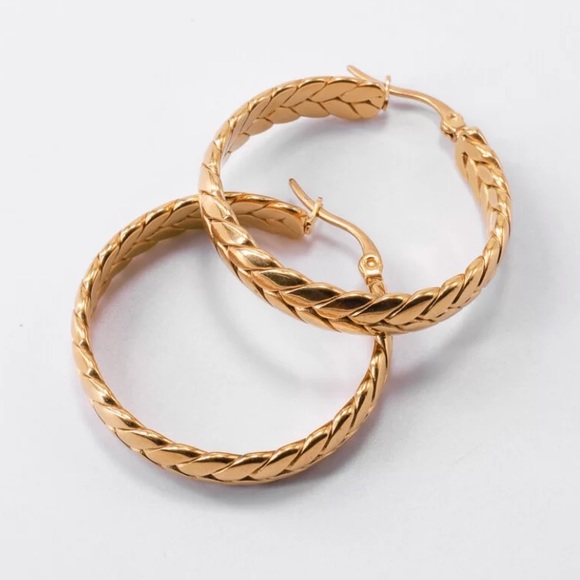 Chain earrings hoop earrings gold earrings - Picture 2 of 8